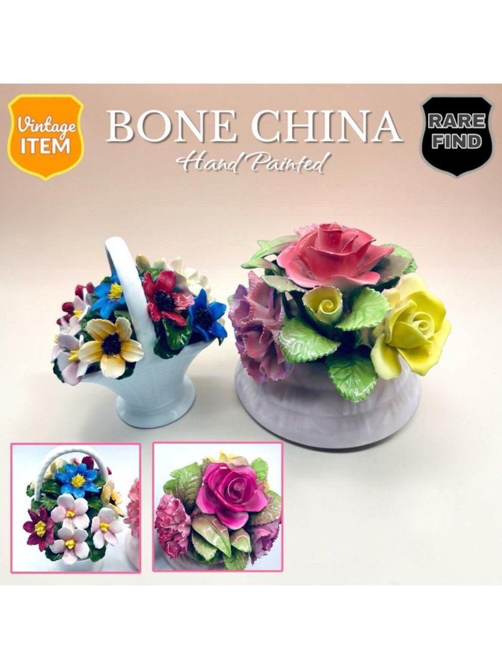 Bone China Hand-painted Floral Bouquets Made In Staffordshire England. Aynsley.